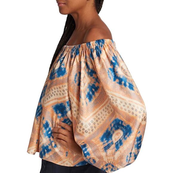 Ulla Johnson Nadya Silk On/Off Shoulder Blouse in Fossil peach blue size 2 XS/S - Picture 3 of 13